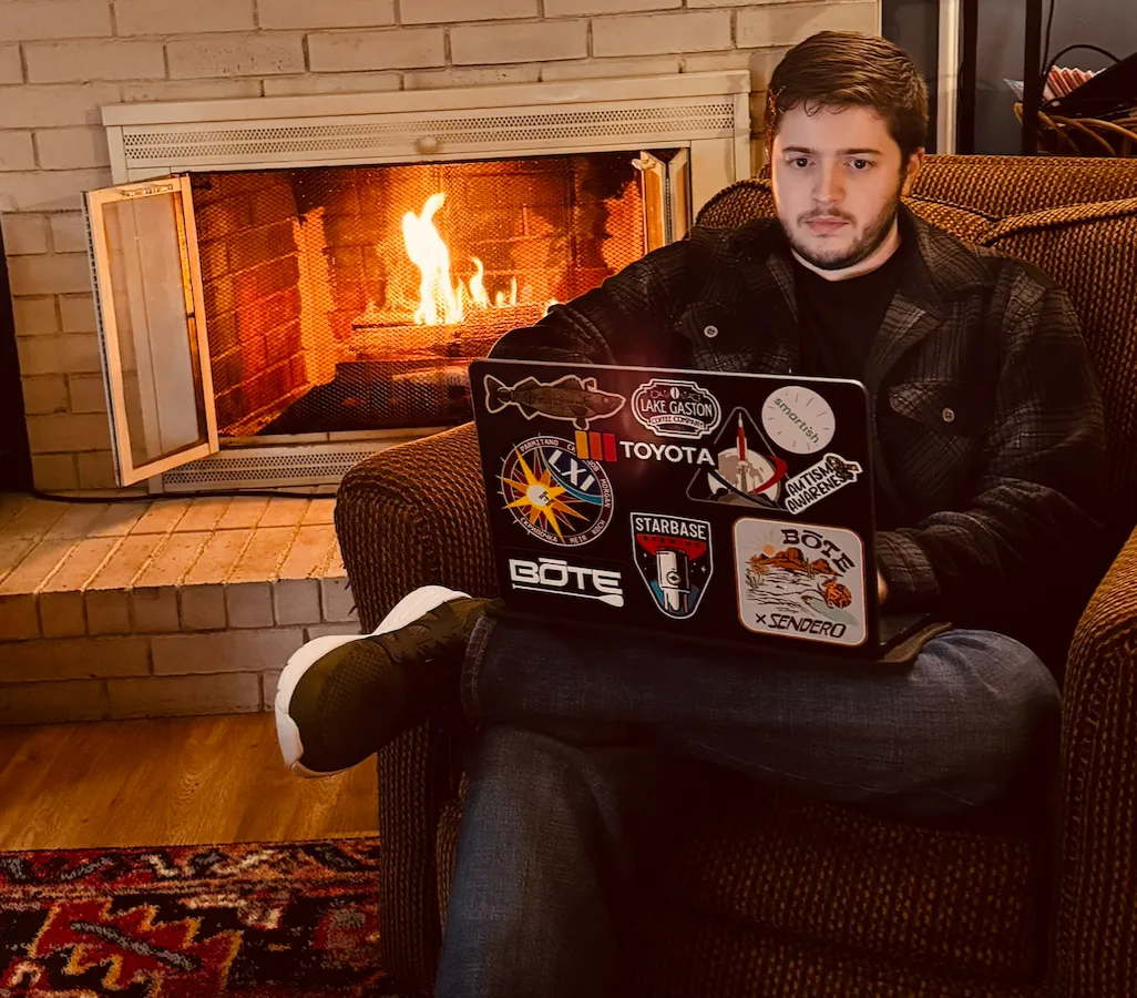 Cozy fireplace with seating ready for a tech workshop